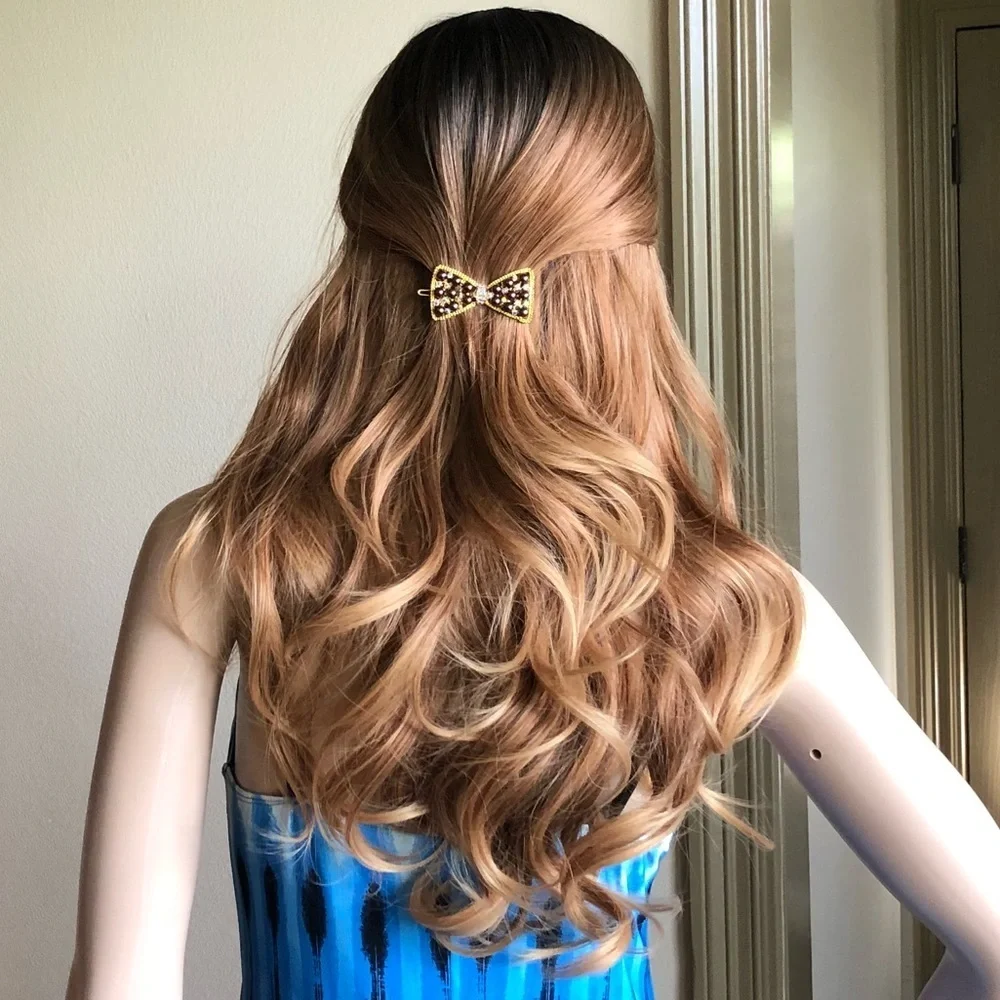 Chocolate Pearl Barrette Bow Hair Clip Pin